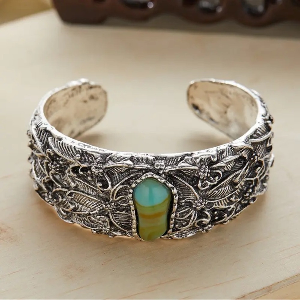 Silver Cuff Bracelet Turquoise Stone